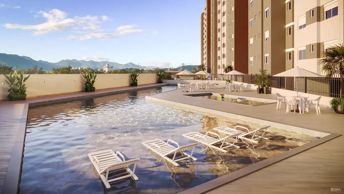 Piscina aquecida adulto com deck do Grand Life Residence