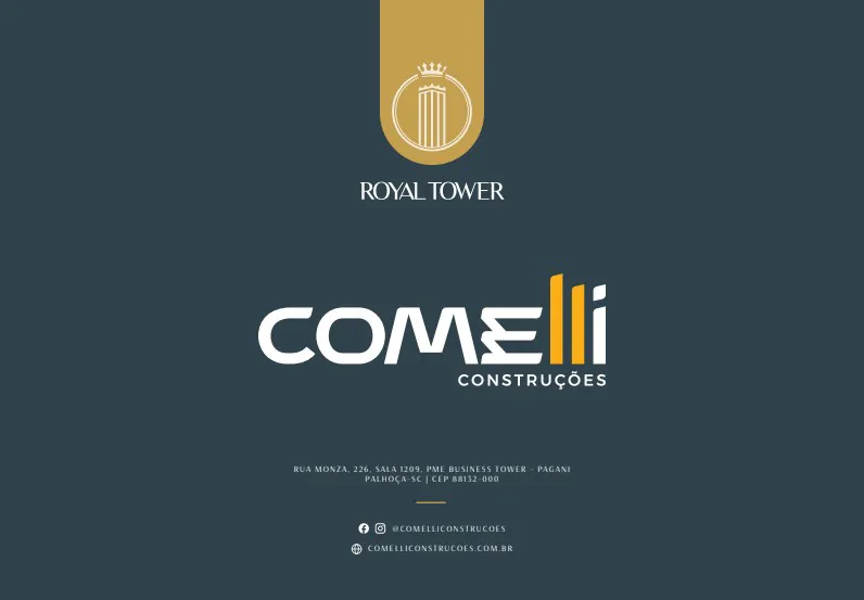 Logotipos do Royal Tower e da Comelli Construções, construtora do empreendimento