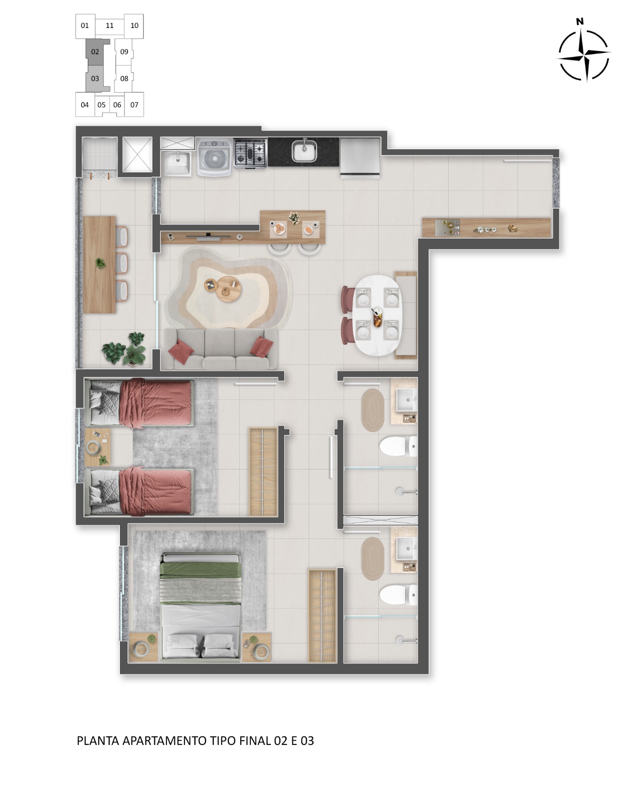 Pavimento Tipo - 11 Apartamentos
